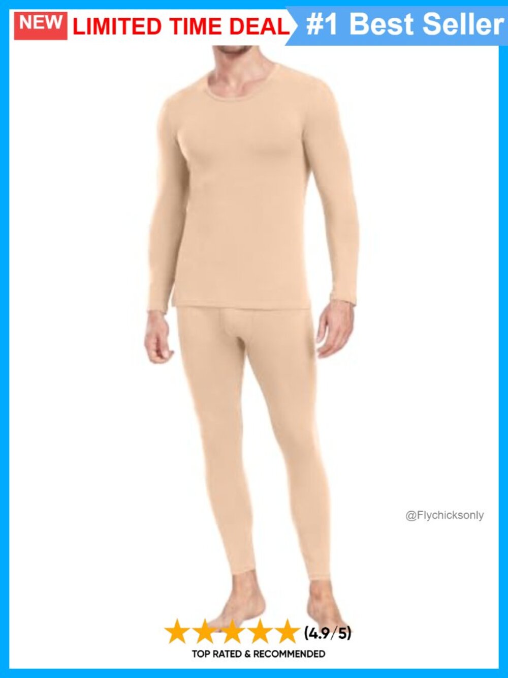 Men's Cotton Blend Thermal Underwear Set Long Johns Base Layer